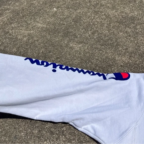 White unisex champion reverse weave hoodie sweatshirt size large new without tag - Picture 3 of 4